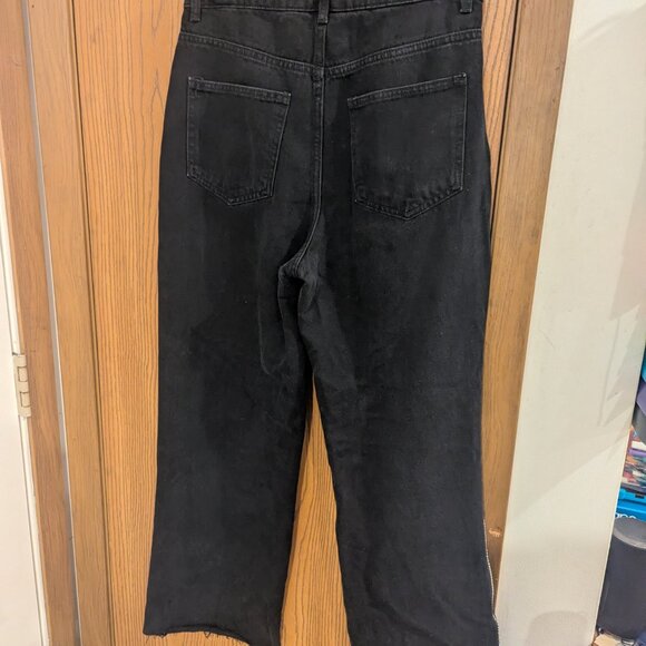 Zara Black Rhinestone Embellished Jeans with Frayed Hem Glam Sparkle-Size 8 - Picture 4 of 5